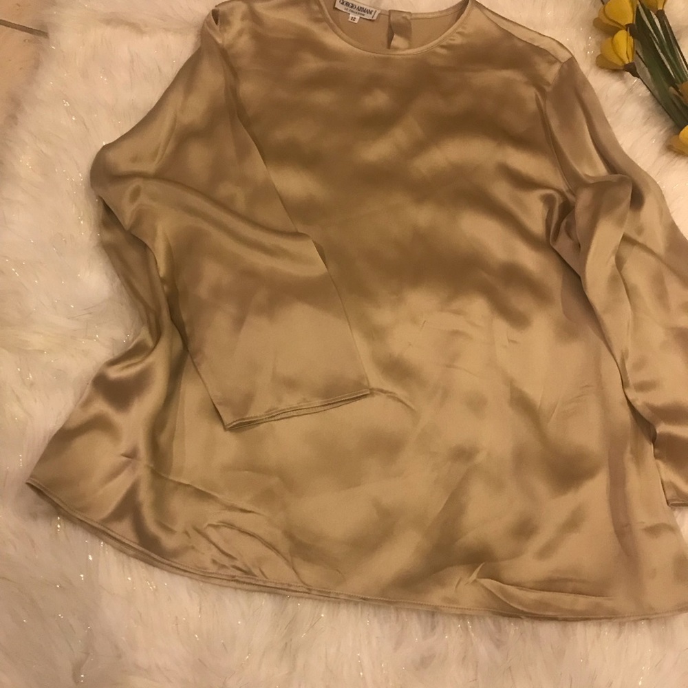 Giorgio Armani Silk Long Sleeve Top Size 12